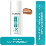 Loreal Paris Bright Reveal SPF 50+ Renkli Fluid Yüz Güneş Kremi Medium 50ml
