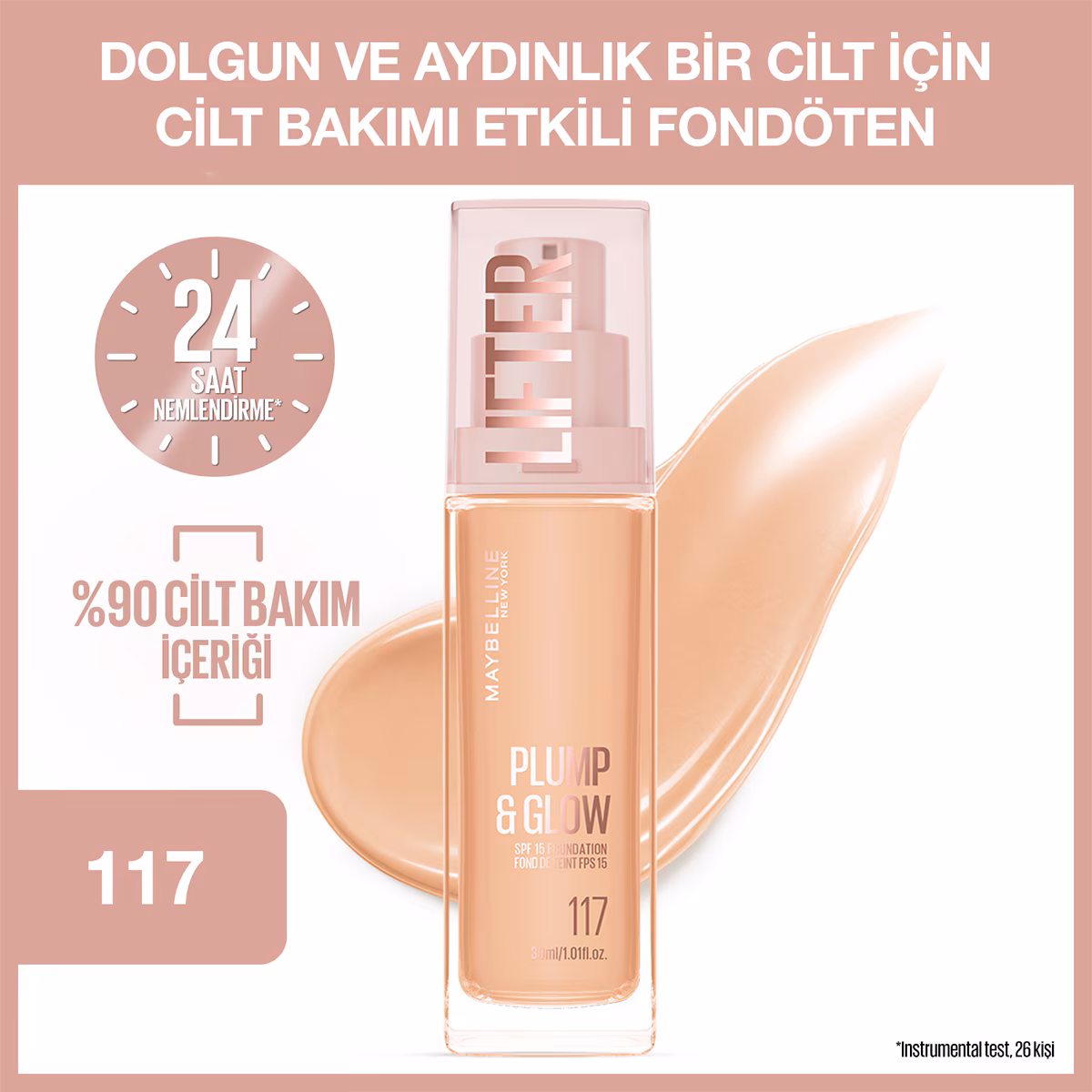 prd-front-1480479-1200×1200 Maybelline New York Lifter Niasinamid ve Hyalüronik Asit İçeren Aydınlatan Fondöten 117 - Görsel 1